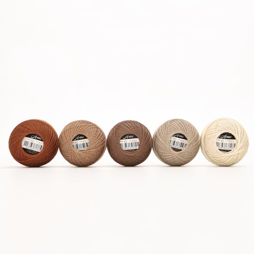 Size 40 Double Mercerized Egyptian Long Staple Cotton Pearl Thread 5 Colors per Box for Crochet Embroidery Cross Stitch (Set B) - color: set B