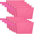 10 Pieces Cotton Canvas Makeup Bag with Bottom and Strap, Multi-Purpose Cosmetic Bag with Zipper Travel Toiletry Pouch, Blank DIY Craft Bag (Hot Pink, L) - color: Hot Pink, size: L