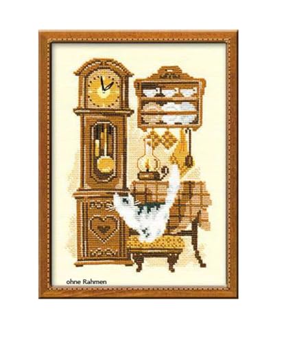 RIOLIS 858 Cat with Clock Counted Cross Stitch Kit 7.09 x 9.45 in - style: Cat with Clock 858
