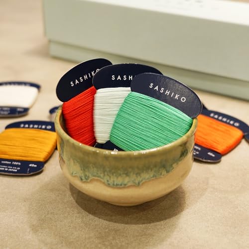 DARUMA Sashiko Thread Card Rolls Set of 2 (43.7 Yards x3) - Sewing & Embroidery, Includes Instruction Manual and Gift Packaging (Thin, 8-Tone Kasuri Yarn) - color: 8-Tone Kasuri Yarn, style: Thin