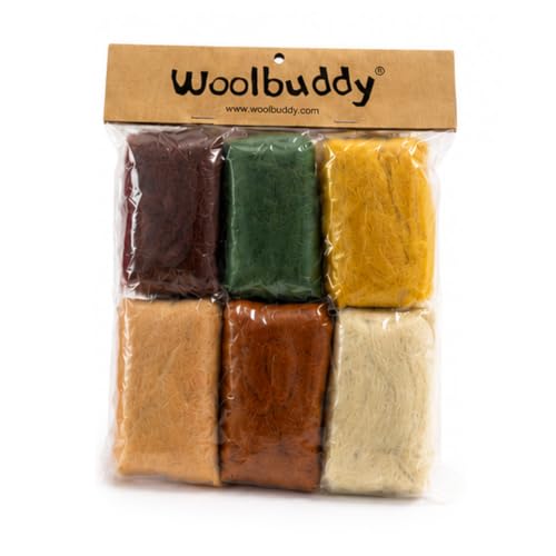 Woolbuddy Merino Wool Roving Kit for Needle Felting (Fall) 10g Per Color - color: Wool Bag Fall