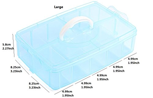 Kamay's 3-Tier Transparent Stackable Adjustable Compartment Slot Plastic Craft Storage Box Organizer Snap-lock Tray Container 3 Sizes 4 Candy Colors Available (Large 30 Compartment, White) - color: Large 30 Compartment, White