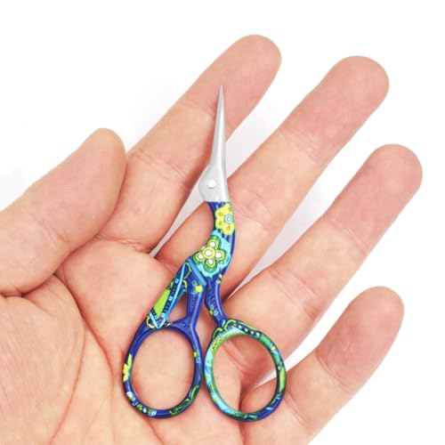 3.7" Sewing Embroidery Scissors with Cover for DIY Craft,Needlework - color: Green Flower