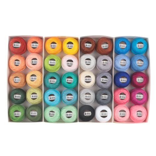 Double Mercerized Egyptian Long Staple Cotton Pearl Thread Size 8 40 Balls/Set 87 Yards per Ball Rainbow Color Embroidery Thread for Hand Embroidery, Sashiko, Crochet Knitting (40 Colors-2) - color: 40 Colors-2