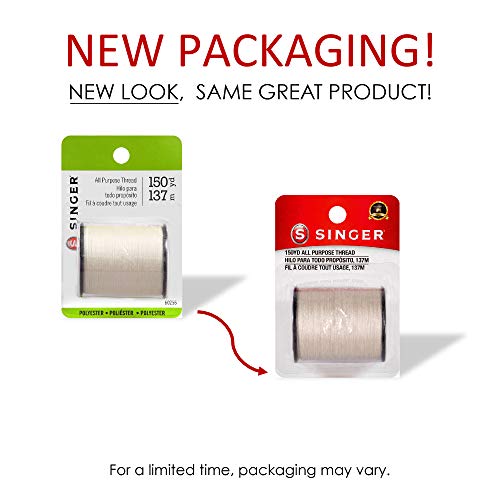 SINGER 60256 All Purpose Polyester Thread, 150 Yards, Natural - color: Natural, size: 1- Pack