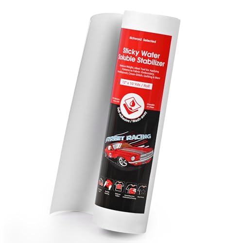 Poolin Sticky Water Soluble Stabilizer for Embroidery, 12" x 10 yd Roll - size: 12"x10yd roll