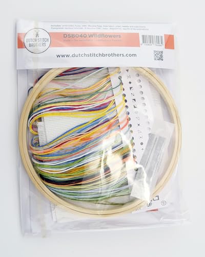DUTCH STITCH BROTHERS - Wildflowers Counted Cross Stitch 6" Hoop and Pattern Included - Cross Stitching Kits for Adults Advanced and Beginners - color: DSB040 Aida