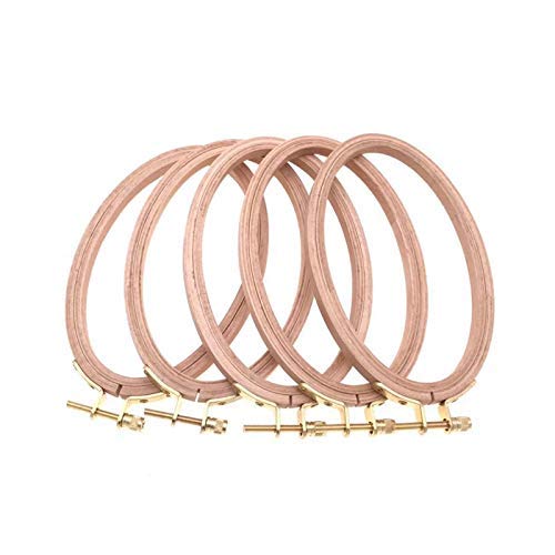 BWRMHME 6 X 4 Inch Cross Stitch Wooden Oval Embroidery Hoops Quilting Hoops Ellipse Craft Tool- 16X10 cm (5PCS/Pack)