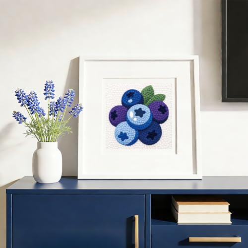 DOODLREAM Fresh Blueberry Punch Needle Kit for Beginner 9.4" x 9.4" - color: Blueberry