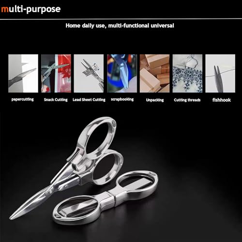 YVAOG Folding Scissors, Safe Portable Safe Portable Travel Mini Scissors, Stainless Steel Retractable Small Scissors for Home Office, 2 Piece Set - color: Silver