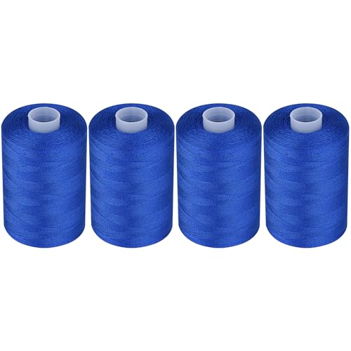 Simthread All Purpose Sewing Thread, 4 Spools Each 1000 Yards of Polyester Threads for Sewing Machine, Sewing Machine Supplies for Beginners, Hand Stitching, Quilting, Serger (Blue) - color: Blue