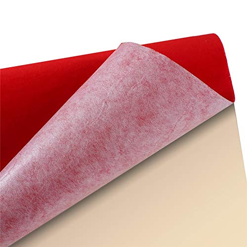 Mesheshe 2PCS Self Adhesive Sheets, DIY Peel & Stick Felt for Drawer & Jewelry Box Liner, Solid Color Felt Wallpaper (14.6" x 39.4", Red) - color: Red