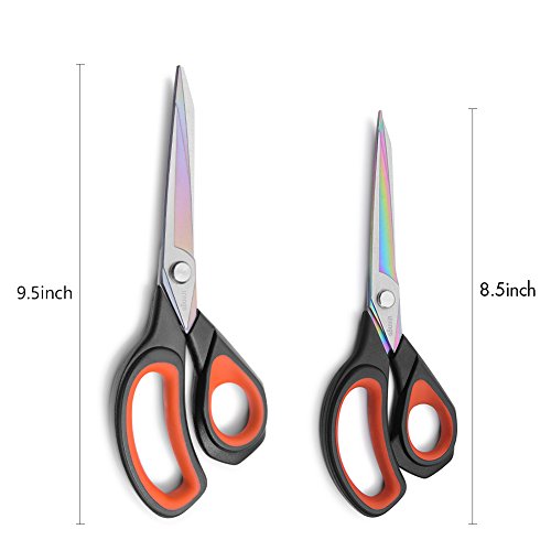 LIVINGO Fabric Scissors 2 Pack Titanium Tailor Sewing Shears Heavy Duty - color: Black & Red