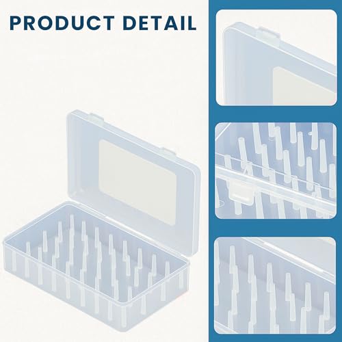 Threads Organizer Box | 42 Slots Thread Holders for Spools of Thread with Lid | Clear Spool Holder & Sewing Organizer | Plastic Organiser Box for Embroidery (not for Large Spools)