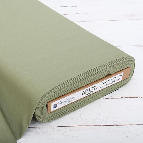 Threadart Moss Green Linen Fabric - 3 Yard Cut, 55" Wide - color: Moss Green, size: 3 YARDS