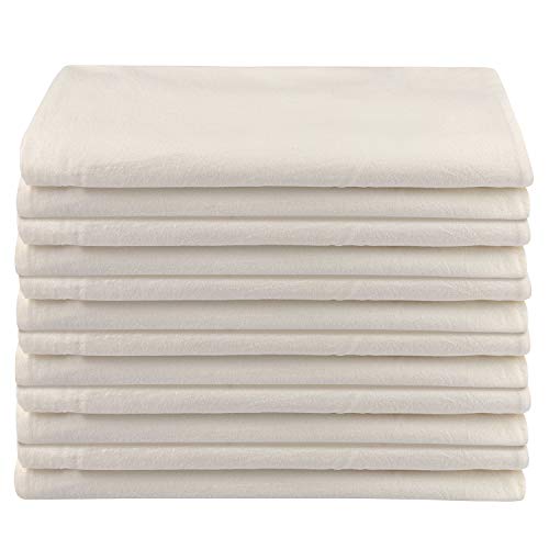 DG Collections 100% Cotton Flour Sack Towels – 12 Pack, 27x27 Inches, Natural, Lint-Free, Pre-Washed, Hemmed Edges – Reusable Kitchen Towels for Cleaning, Embroidery, Printing & Crafts - Natural - color: Natural, size: Set of 12 (27x27 inches)