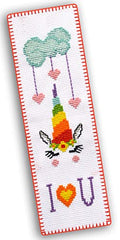 Povitrulya Counted Cross Stitch Kit 'Rainbow Unicorn' - DIY Embroidery Bookmark Set with Paper Pattern, 16 Count Aida Cloth and Pre-Sorted Floss