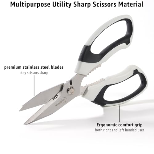 BoFuYuan Utility Scissors All Purpose heavy duty 8-Inch White - color: White