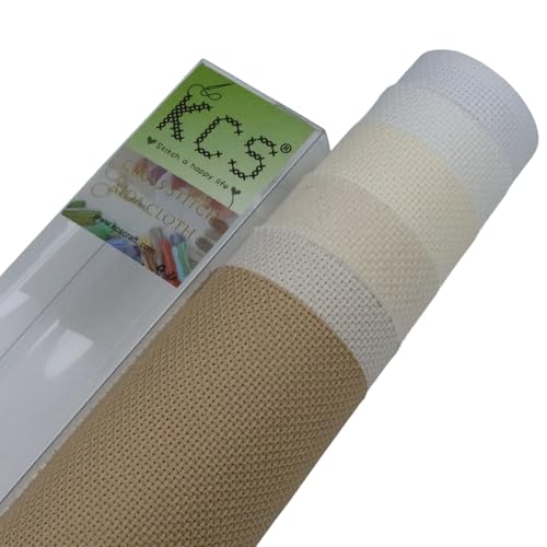 KCS 6 pc of 15" x 18" (38cmx45cm) Counted Cotton Aida Cloth Cross Stitch Fabric Rolled Box (18CT-G) - color: 18ct-g
