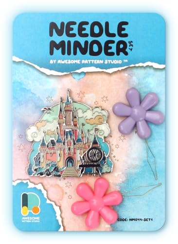 Awesome Pattern Studio Needle Minder Set - Sleeping Princess Castle Magnetic Needle Minder + 2 Needle Threaders. Enamel Pin for Cross Stitch, Embroidery and Craft - size: Sleeping Princess Castle SET #1