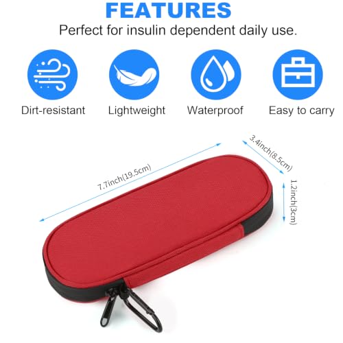 Insulin Pen Cooler Travel Case with 2 Reusable TSA Approved Ice Packs, Diabetic Medication Insulated Cooler Bag for Insulin Pens and Other Diabetic Supplies Storage Red - color: Red