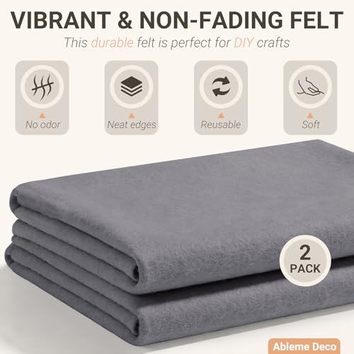 Felt Fabric Sheets 18" x 18" (2 Pack) 1.6mm Soft Craft Felt, Dark Grey - color: Dark Grey