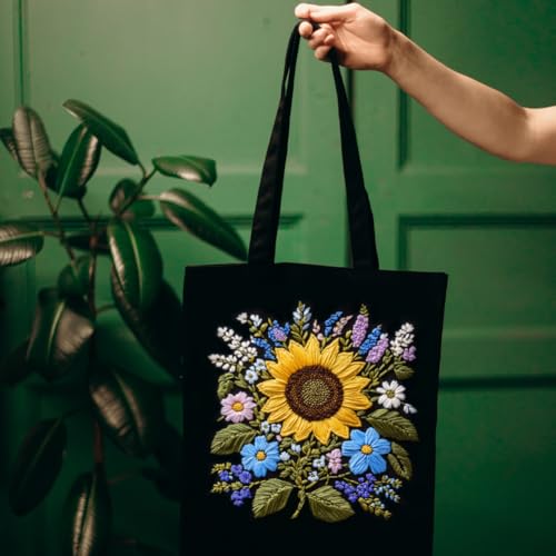 BENECREAT 17 pcs Water Soluble Embroidery Stabilizers, Sunflowers Bouquets Embroidery Patterns Transfer Paper for Beginners, Stick and Stitch Embroidery Paper Wash Away - color: Sunflowers Bouquets