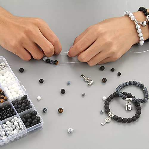 6/8mm Stone Beads for Jewelry Making, 410pc Bracelet Making Kit for Adult - color: Stone Beads for Jewelry Making