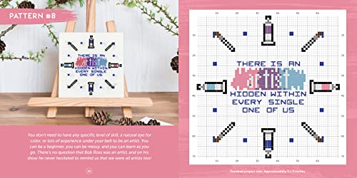Bob Ross Cross Stitch: 12 Happy Little Cross Stitch Patterns - Includes: Embroidery Hoop, Floss, Fabric and Instruction Book with 12 Patterns! (Original Series)