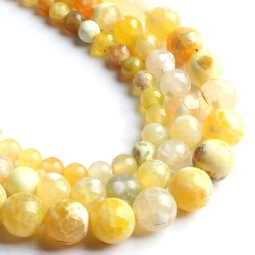 35pcs Round Loose Yellow Fire Agate Beads for Bracelet Beads，10mm Gemstone Bead Round Loose Stone Beads for Jewelry Making DIY Bracelet Necklace Earrings - color: yellow fire, size: 10mm
