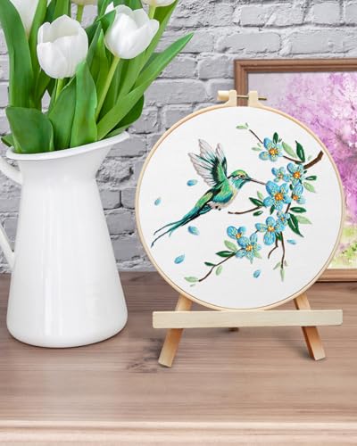 ERKOON Embroidery Kit for Beginners Adult, Hummingbird Embroidery Set - color: Green Hummingbird