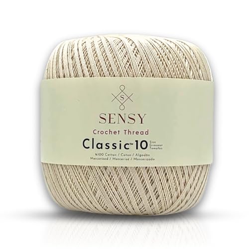 S Sensy Classic Size 10- Mercerized Giza Cotton #0 Lace Yarn Ecru 618 Yards - color: Ecru, size: 1 Skein