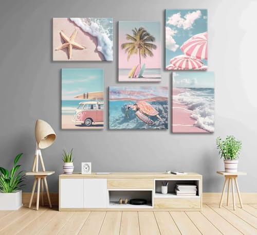 EIBEILI Diamond Art Kits for Adults-6P Pink Beach Diamond Painting Kits - color: DP03804