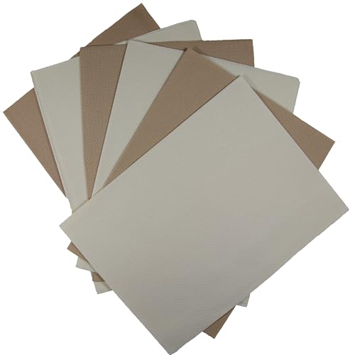KCS 6 pc of 12" x 18"(30cmx45cm) 14CT Counted Cotton Aida Cloth Cross Stitch Fabric (Ecru+Khaki) - color: Ecru+khaki