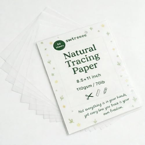 Swtreeee Tracing Paper Pack – 9x12/8.5 * 11 Inches,60/110gsm, 50 SheetsTransparent Paper for Drawing, Sewing and Architectural Drafting Trace Paper - size: 8.5*11in-50sheets-110gsm-Thick