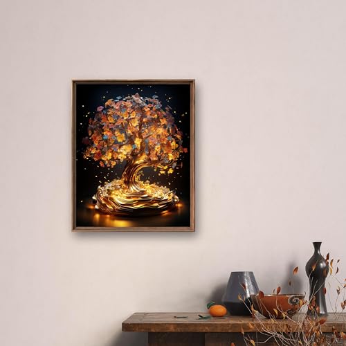 Leczany Cross Stitch Stamped Kit for Beginner - Golden Tree | DIY Embroidery Starter Patterns Craft Kit Needlepoint for Adults | 11CT, 3 Strands | 13x18.1 inches - color: 11CT Stamped kits,Golden Tree 13x18.1 inches