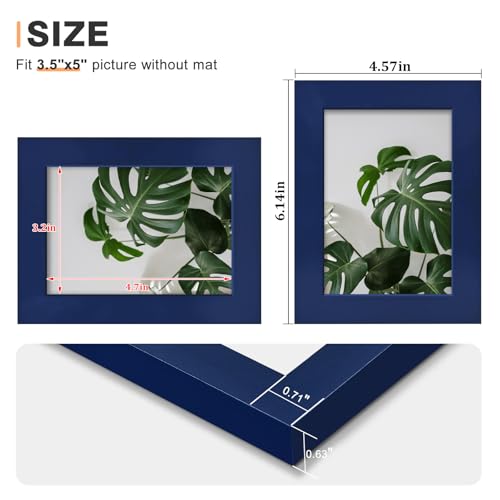 Egofine 3.5x5 Picture Frame Made of Solid Wood with Plexiglass, for Tabletop and Wall Mounting Photo Frame, Navy Blue - color: Navy Blue, size: 3.5x5