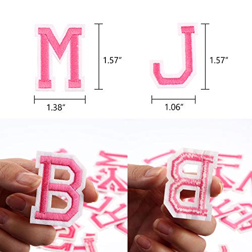 Boao 104 Pcs Iron on Letters Patches for Fabric,Pink - color: Pink