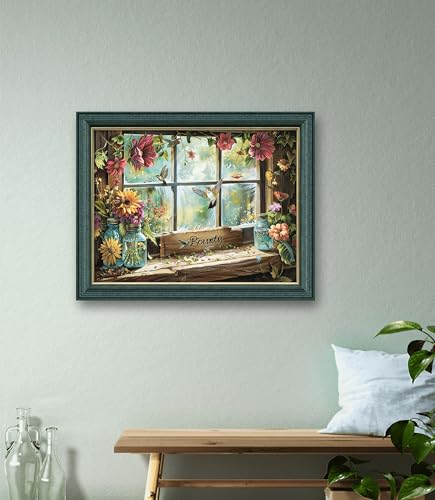 Leczany Cross Stitch Patterns Stamped Kit for Beginners | Embroidery Supplies DIY Craft Kit Needlepoint for Adults Starter | 11CT, 3 Strands | Beautiful Scenery by the Window 20.9x15.8 inches - color: 11CT Stamped kits, Beautiful scenery by the window 20.
