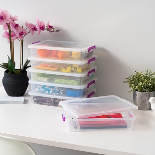 IRIS USA Storage Bins with Lids |Made in USA| 6 Qt - (6-Pack) - Clear - color: Clear, size: 6 Qt. - 6 Pack, style: STACK