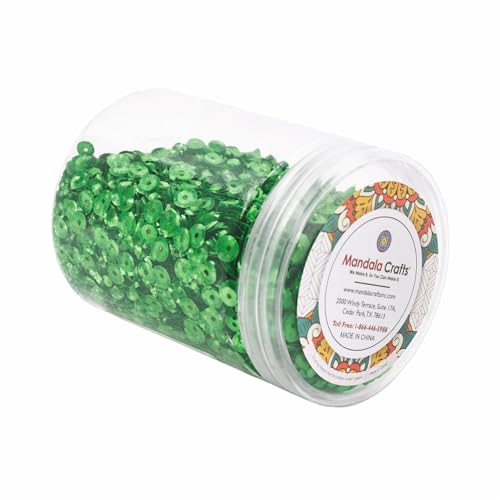 Mandala Crafts 6mm Cup Holographic Green Sequins for Sewing Embroidery - color: Holographic Green, size: 6mm Cup Sequins