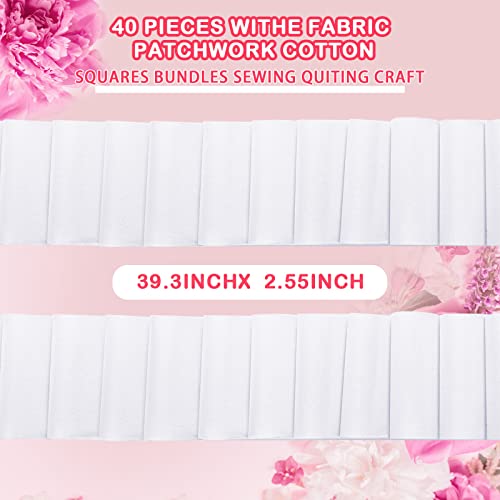 Tegeme 40 Pcs White Cotton Jelly Fabric Strips for Quilting Sewing, 2.55" - color: Basic Style