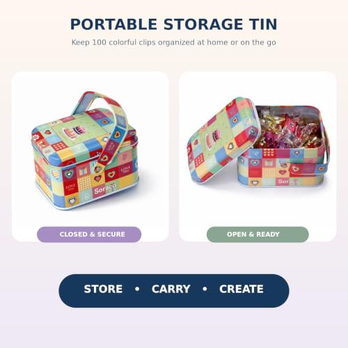 Sewing Clips with Tin Box,100 PCS Fabric Clips for Quilting & Binding