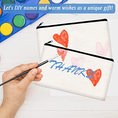 ZeeDix Small Canvas Zipper Pouch for Makeup Pencil Travel Storage 8.3x5 In - color: White, style: 24 Pcs