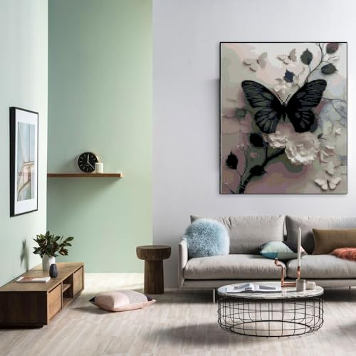 Butterfly Flower Stamped Cross Stitch Kits Flowers Cross Stitch Patterns,Dimensions Cross Stitch Kits Embroidery Kit Arts and Crafts for Beginners 15.7x11.8 inch - color: D010N