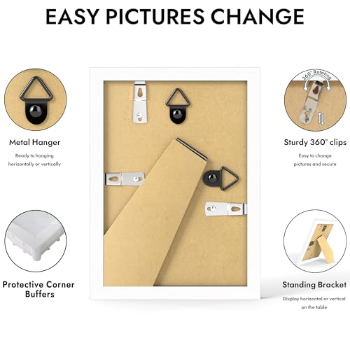 Hongkee 3.5x5 Picture Frame, 3.5 x 5 Solid Wood Frame with Real Glass - color: White, size: 3.5 x 5