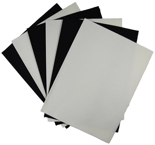 KCS 4/6 pc of 12" x 18" 30cmx45cm 16CT Counted Cotton Aida Cloth Cross Stitch Fabric (Antique White+Black, 6 pc) - color: Antique White+black, size: 6 pc