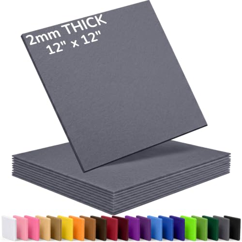 2mm Stiff Felt Sheets 12" X 12" (10 Pack, Charcoal Gray) - color: Charcoal Gray
