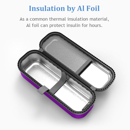 SHBC Upgraded Cold Effect PCM Insulin Pen Carrying Case Portable Medical Cooler Bag for Diabetes Convenient to Changing Needles with Each Injection Pueple - color: Purple