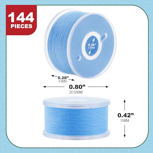 Mandala Crafts Light Blue 15J SA156 Prefilled Bobbin Thread, 144 PCs - color: Light Blue, size: Size A 144 X 142 Yards